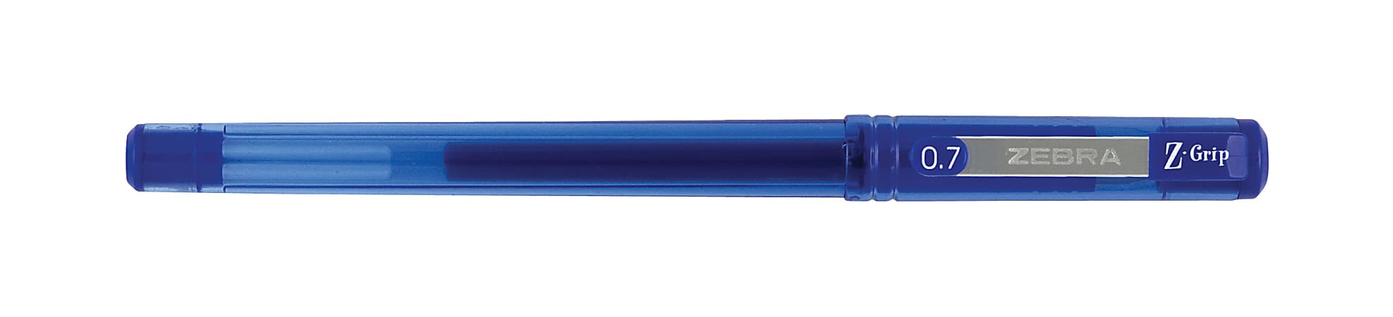 Zebra® Z-Grip™ Stick Gel Ink Pens, Medium Point, 0.7 mm, Translucent Barrel, Blue Ink, Pack Of 12 Pens