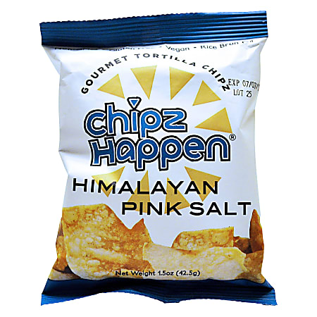 Chipz Happen Tortilla Chips, Himalayan Pink Salt, 1.5 Oz, Pack Of 24