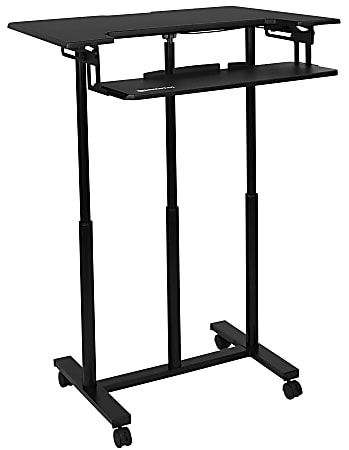 Mount-It! MI-7968 Rolling Sit-Stand Workstation, 46-3/4"H x 34"W x 22"D, Black