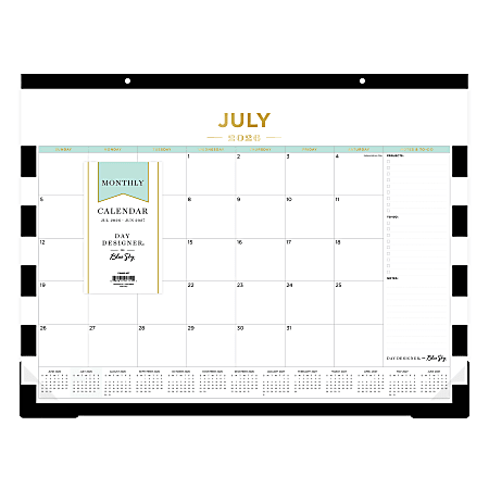 DESK PAD PLANNING CALENDAR DD RUGBY STRIPE BLACK - 22X17 AY26-27 MONTHLY