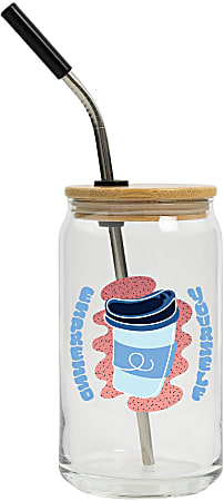 Full Color Can Glass With Lid And Straw 16 oz