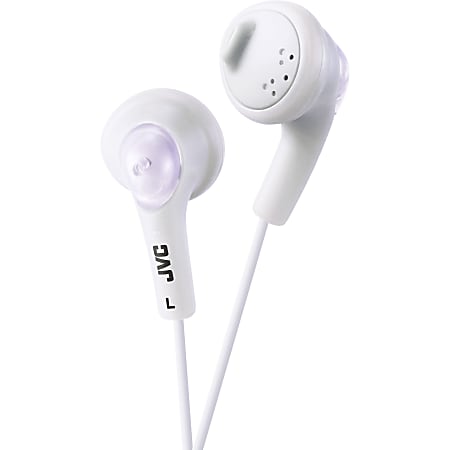 JVC Gumy HA-F160 Earphone - Stereo - Mini-phone (3.5mm) - Wired - 16 Ohm - 15 Hz to 20 kHz - Earbud - Binaural - Outer-ear - 3.28 ft Cable - White