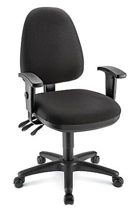 WorkPro® Patriot Multifunction Ergonomic Fabric Task Chair, Gray/Black,  BIFMA Compliant