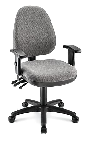 WorkPro® Patriot Multifunction Ergonomic Fabric Task Chair, Gray/Black,  BIFMA Compliant