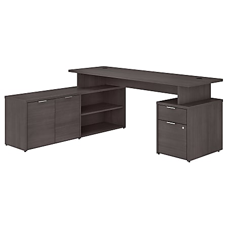 Bush Business Furniture Jamestown L-Shaped Desk With Drawers, 72"W, Storm Gray, Standard Delivery