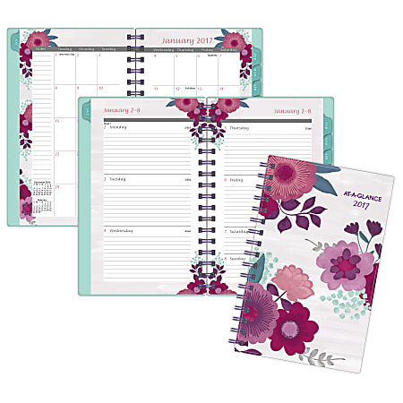 AT-A-GLANCE® Weekly/Monthly Planner, 6 1/8" x 3 5/8", Whimsy, January to December 2017