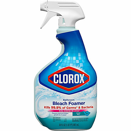 Clorox Disinfecting Bathroom Foamer with Bleach - Spray - 30 fl oz (0.9 quart) - 1 Each - Clear