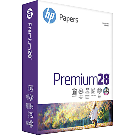 HP Premium 28 Multi-Use Printer & Copy Paper, Bright White, Letter (8.5" x 11"), 500 Sheets Per Ream, 28 Lb, 100 Brightness