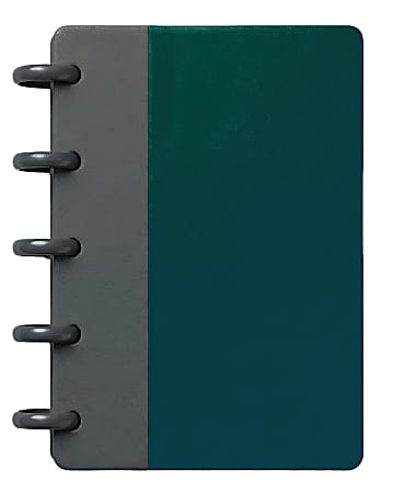 TUL® Mini Discbound Notebook With Soft-Touch Cover, Narrow Ruled, 60 Sheets, 5" x 3-1/2", Turquoise/Gray