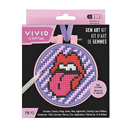 Vivid by Brea Reese® Mini Hoop Gem Art Kit, Rock ‘n’ Roll Lips, 3-1/2"