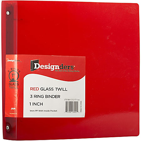 JAM PAPER 3 Ring Plastic Binder, 1 inch, Red
