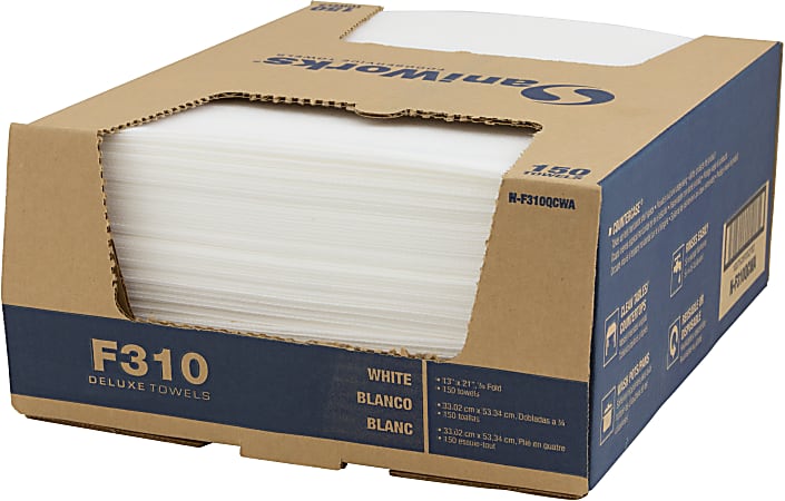 Hospeco SaniWorks® Deluxe Towels, 13”H x 21”D, White,