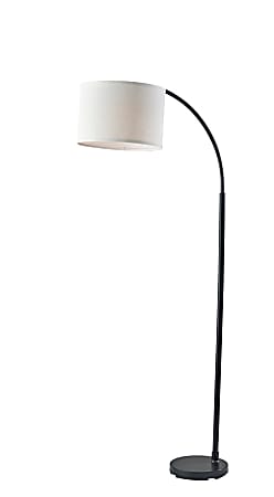 Adesso Simplee Jace Floor Lamp, 64”H, Off-White Textured Fabric Shade/Black Base