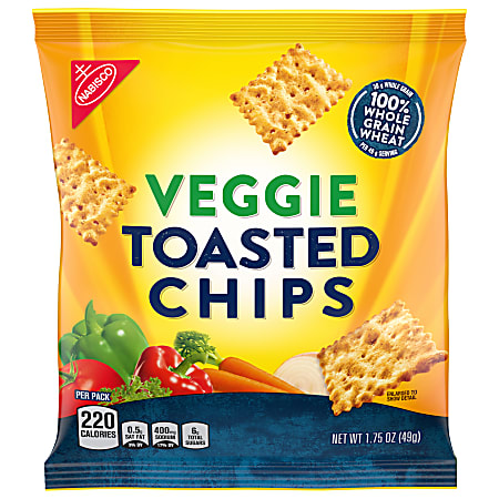 Nabisco&reg; Wheat Thins Toasted Chips, Veggie Flavor, 1.7 Oz, Box Of 60