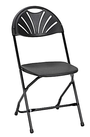 Cosco Classic Collection Fan Back Resin Folding Chair, Black, Pack Of 8