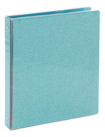 Office Depot® Brand Fashion 3-Ring Binder, 1" Round Rings, Teal Glitter