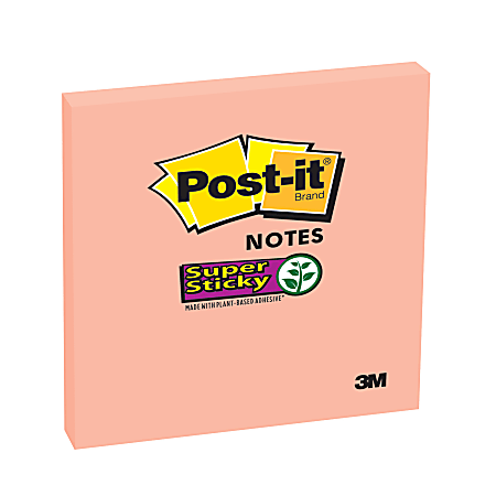 Post-it® Super Sticky Notes Single Color, 3" x 3", Apricot, Pack Of 1 Pad