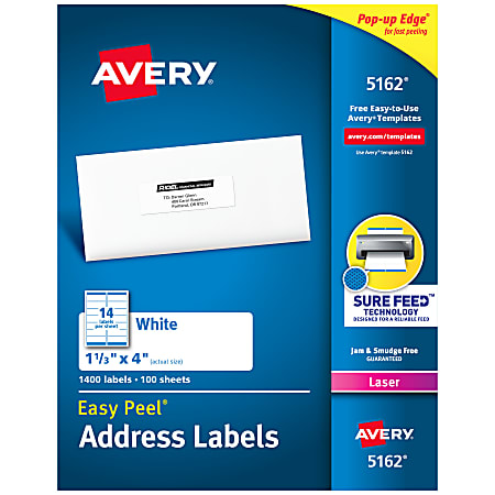 Avery Easy Peel Address Labels With Sure Feed Technology 5162