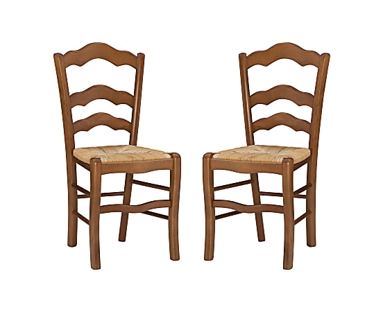 Linon Home Décor Products Flores Side Chairs, Walnut/Natural, Set Of 2 Chairs