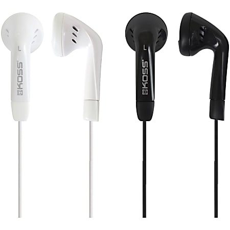 Koss KE7 Earbuds - Stereo - Mini-phone (3.5mm) - Wired - 16 Ohm - 60 Hz to 20 kHz - Earbud - Binaural - In-ear - 4 ft Cable - Black, White - 2