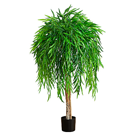 Nearly Natural Real Touch 4’H Artificial Willow Tree, 48”H x 32”W x 32”D, Green
