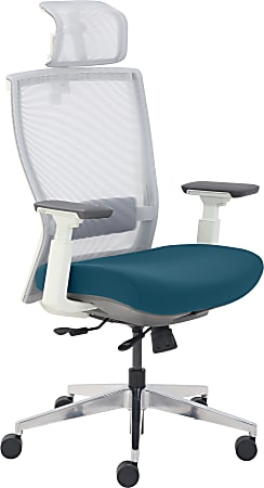 True Commercial Pescara Ergonomic High-Back Executive Chair, Teal/Off-White