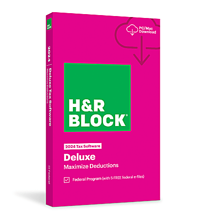 H&R Block Deluxe Tax Software, 2024, Windows/Mac, Product Key/Download