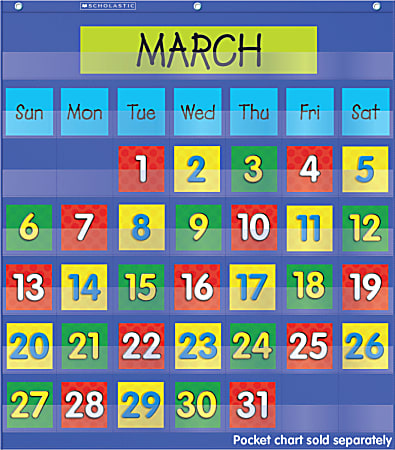 Scholastic Teacher Resources Pocket Chart, Calendar Date Cards Add-On, 3" x 3", Multicolor, Kindergarten to Grade 5