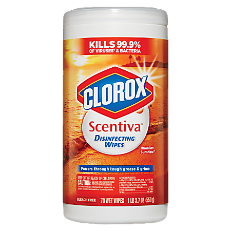 Clorox® Scentiva™ Bleach Free Disinfecting Wipes, Hawaiian Sunshine Scent, Tub Of 70 Wipes
