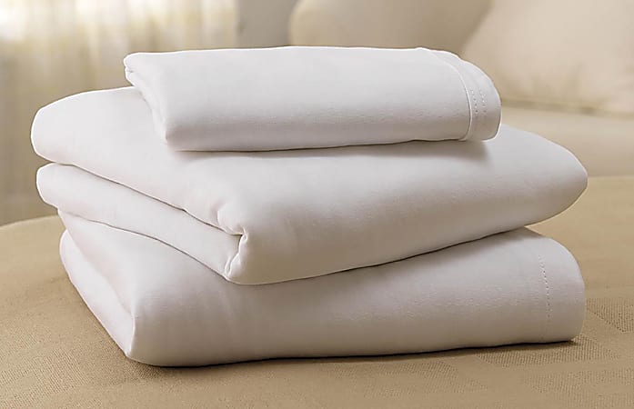Medline Soft-Fit® Knitted Fitted Flat Sheet, 32" x 84", White