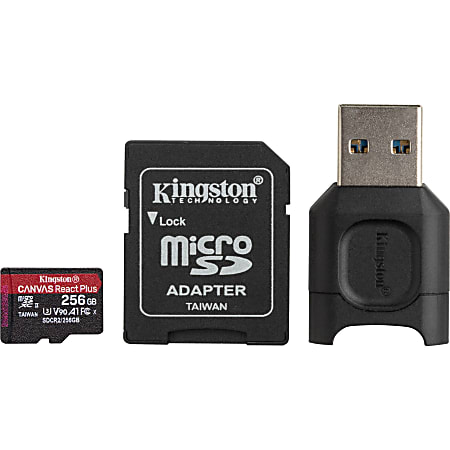 Kingston Canvas React Plus 256 GB Class 10/UHS-II (U3) microSDXC - 285 MB/s Read - 165 MB/s Write