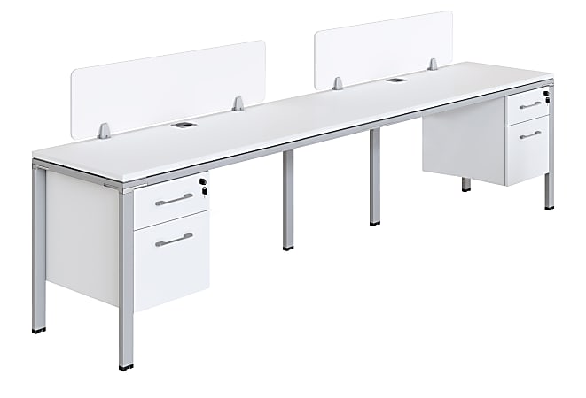 Boss Office Products Simple System Double Desk, Side by Side With 2 Pedestals, 30”H x 60”W x 30”D, White