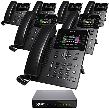 XBLUE QB1 Advanced Business Communications System Bundle With (7) IP8g Telephones, Black
