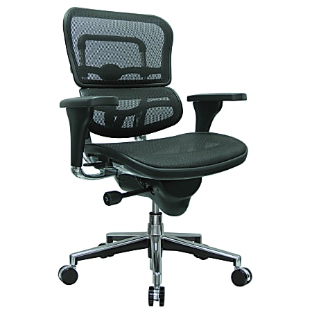 Eurotech Ergohuman Mid-Back Ergonomic Mesh Chair, Gray/Chrome