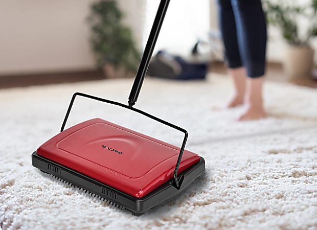Alpine Manual Triple Brush Floor And Carpet Sweepers Red Pack Of 2