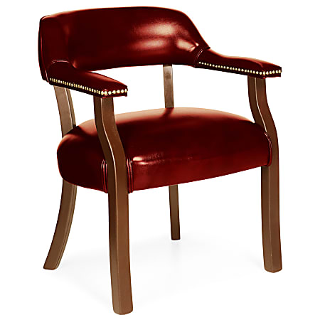 Global® Traditional™ Series Guest Chair, 31"H x 25"W x 22 1/2"D, Mahogany Frame, Oxblood Burgundy Vinyl