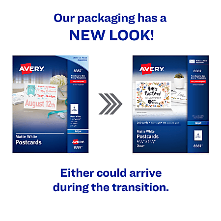 Avery Inkjet Postcards 4 14 x 5 12 Matte White Box of 200 Office Depot