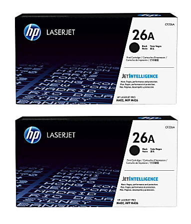 HP 26A Black Toner Cartridges, Pack Of 2, CF226A