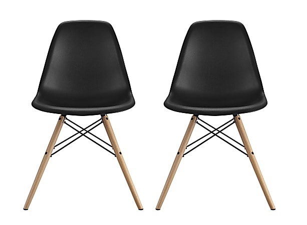 DHP Mid Century Modern Molded Chairs With Wood Legs BlackBirch Set