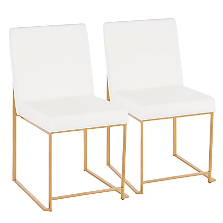 LumiSource Fuji High Back Dining Chairs, Velvet, White/Gold, Set Of 2 Chairs