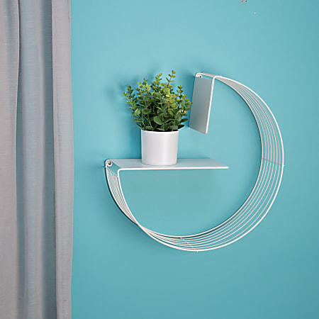 Honey Can Do Floating Circular Decorative Metal Wall Shelf, 17-3/4”H x 5-15/16”W x  17-3/4”D, White