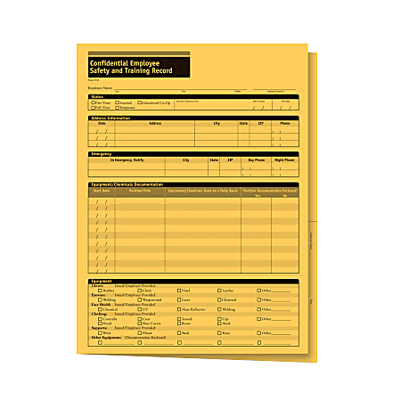 ComplyRight Confidential Employee Safety And Training Record Folders, 9-1/2" x 11-3/4", Pack Of 25