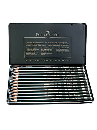 Faber-Castell 9000 Graphite Sketch Pencils, 8B - 2H, Art, Set Of 12