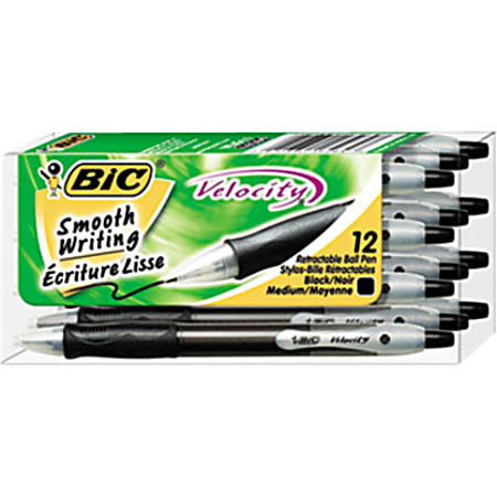 BIC Velocity Retractable Ballpoint Pens Medium Point 1.0 mm Assorted  Barrels Black Ink Pack Of 12 - Office Depot
