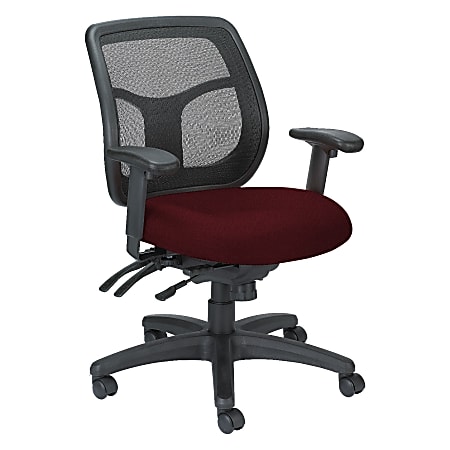 Raynor® Eurotech Apollo VMFT9450 Mid-Back Multifunction Manager Chair, 39 1/2"H x 26"W x 20"D, Burgundy Forte Port Fabric