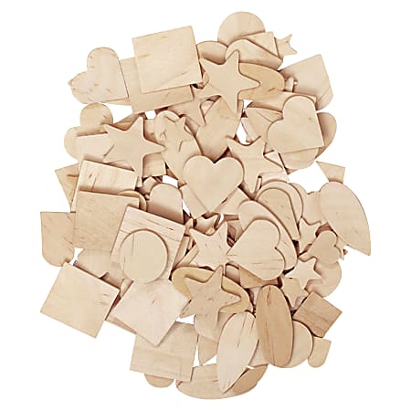 Pacon Creativity Street Natural Wood Shapes Set - (Star, Heart, Geometric, Circle, Square) Shape - Natural - Wood - 1000 / Set