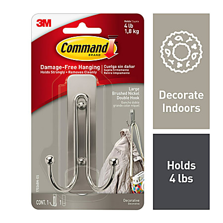 Command Large Double Wall Hooks 1 Command Hooks 1 Command Strip