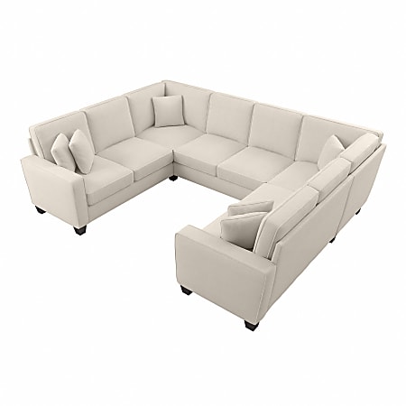 Bush® Furniture Stockton 113"W U-Shaped Sectional Couch, Cream Herringbone, Standard Delivery
