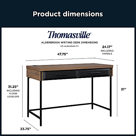 Thomasville Alderbrook 48 W Writing Desk WalnutMatte Black - Office Depot