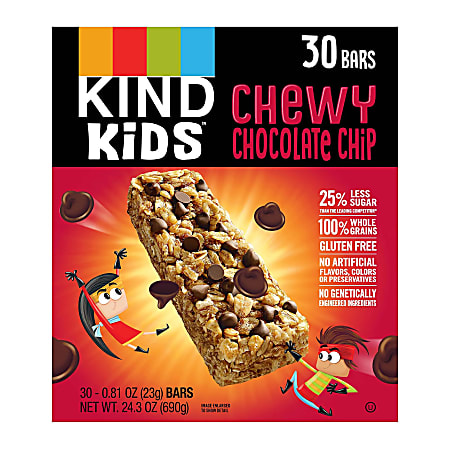 KIND Kid's Chewy Chocolate Chip Bars, 0.81 Oz, Pack Of 30 Bars
